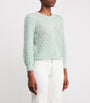 Alice+Olivia White Cashmere Puff-Sleeve Doris Cardigan