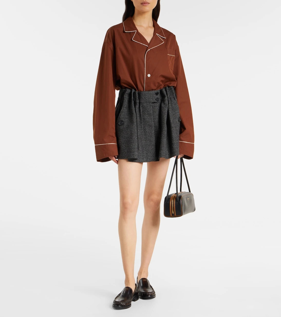 Prada - Herringbone virgin wool miniskirt