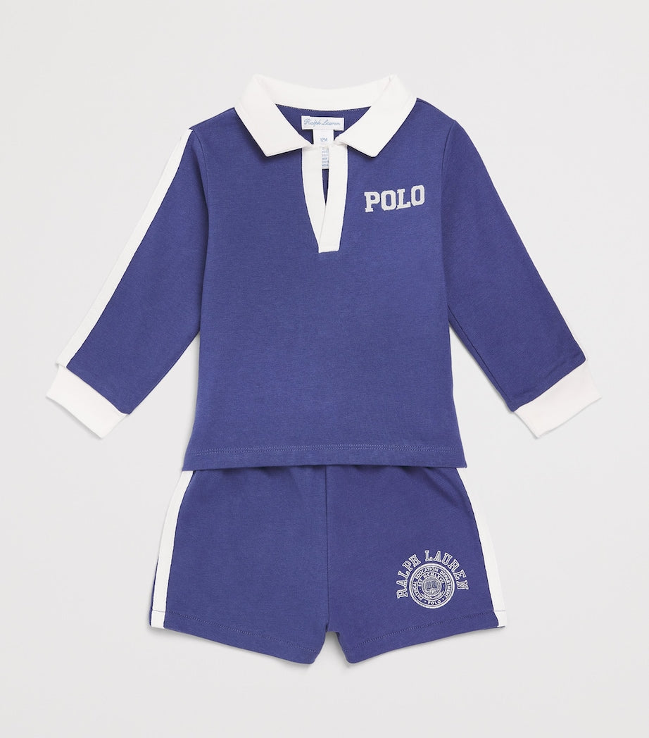 Ralph Lauren Kids Cotton Varsity Polo Shirt and Shorts Set (3-12 Months)