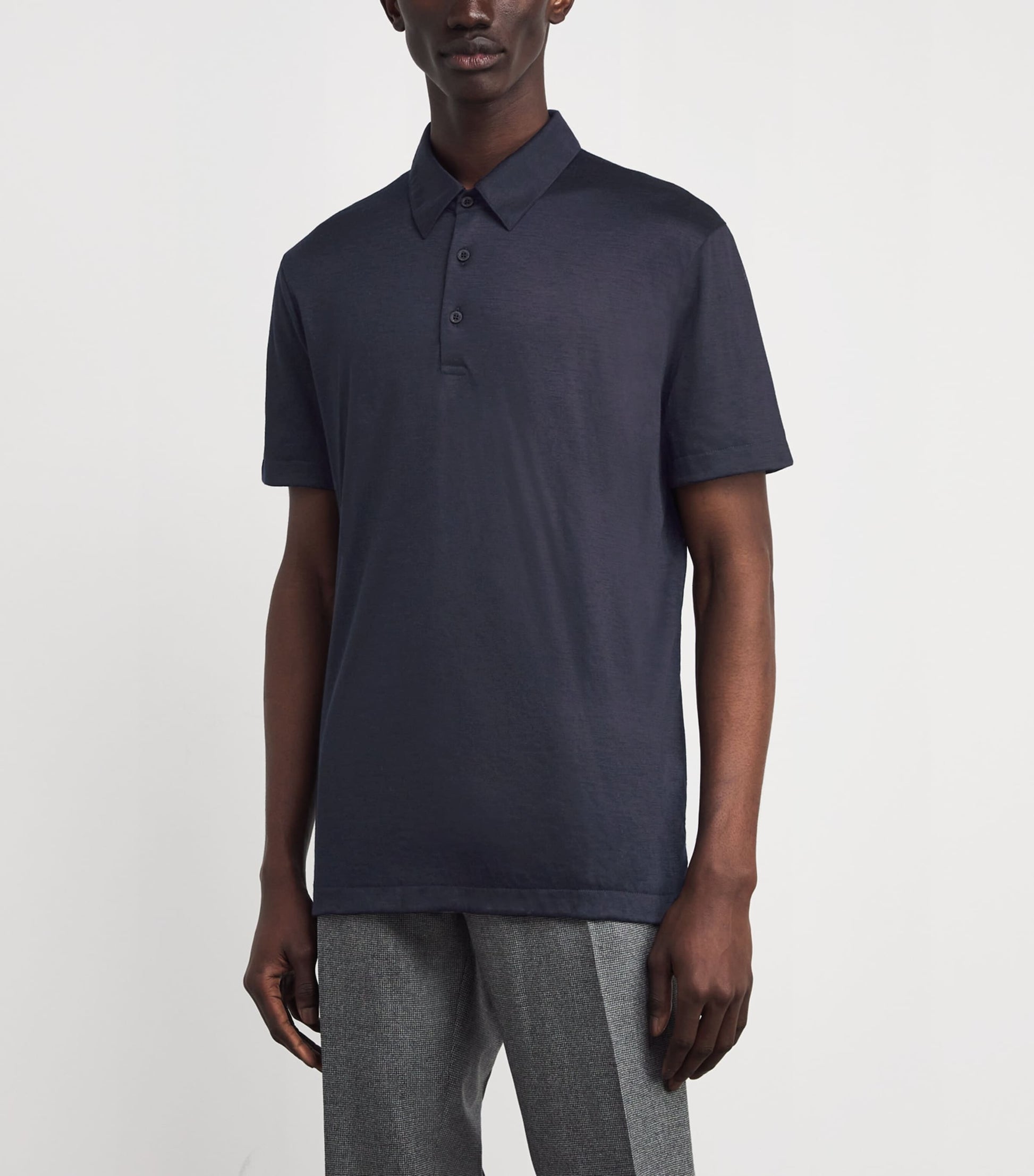 Navy Cashmere Polo Shirt