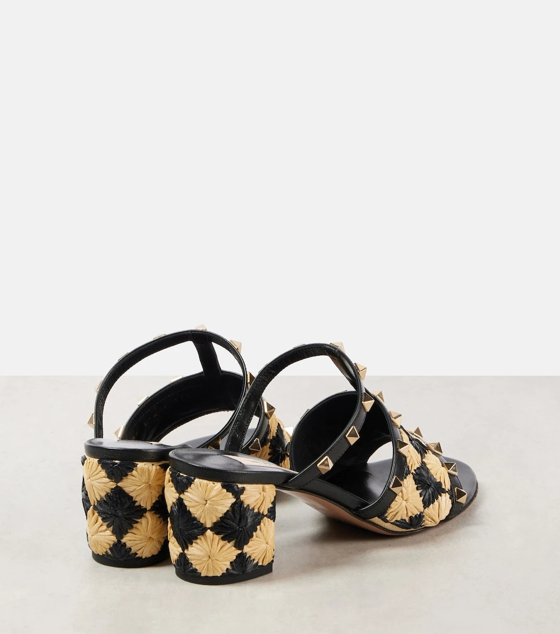 Valentino Garavani - Rockstud 60 raffia-effect mules