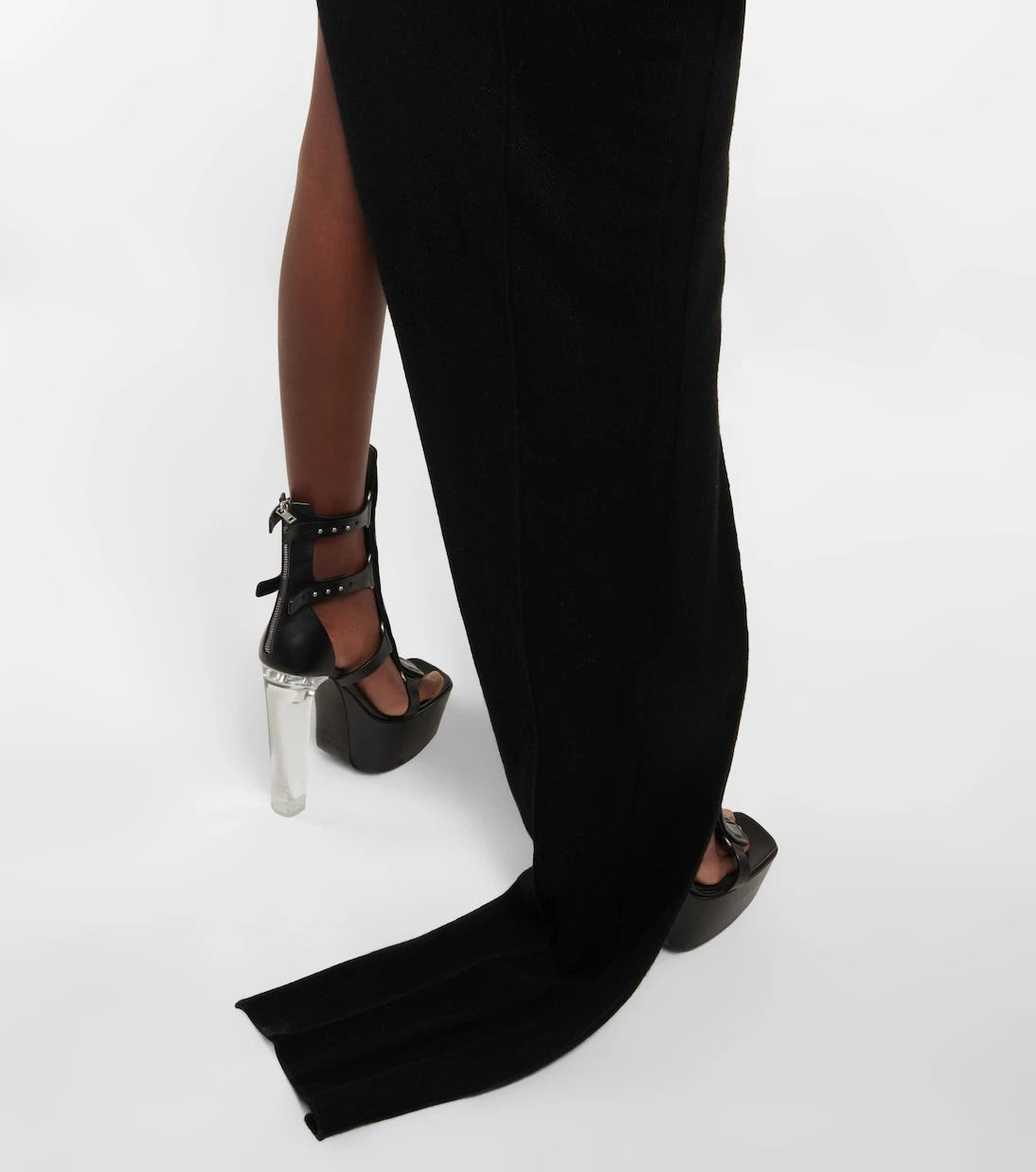 Rick Owens - Asymmetric cashmere and wool maxi skirt