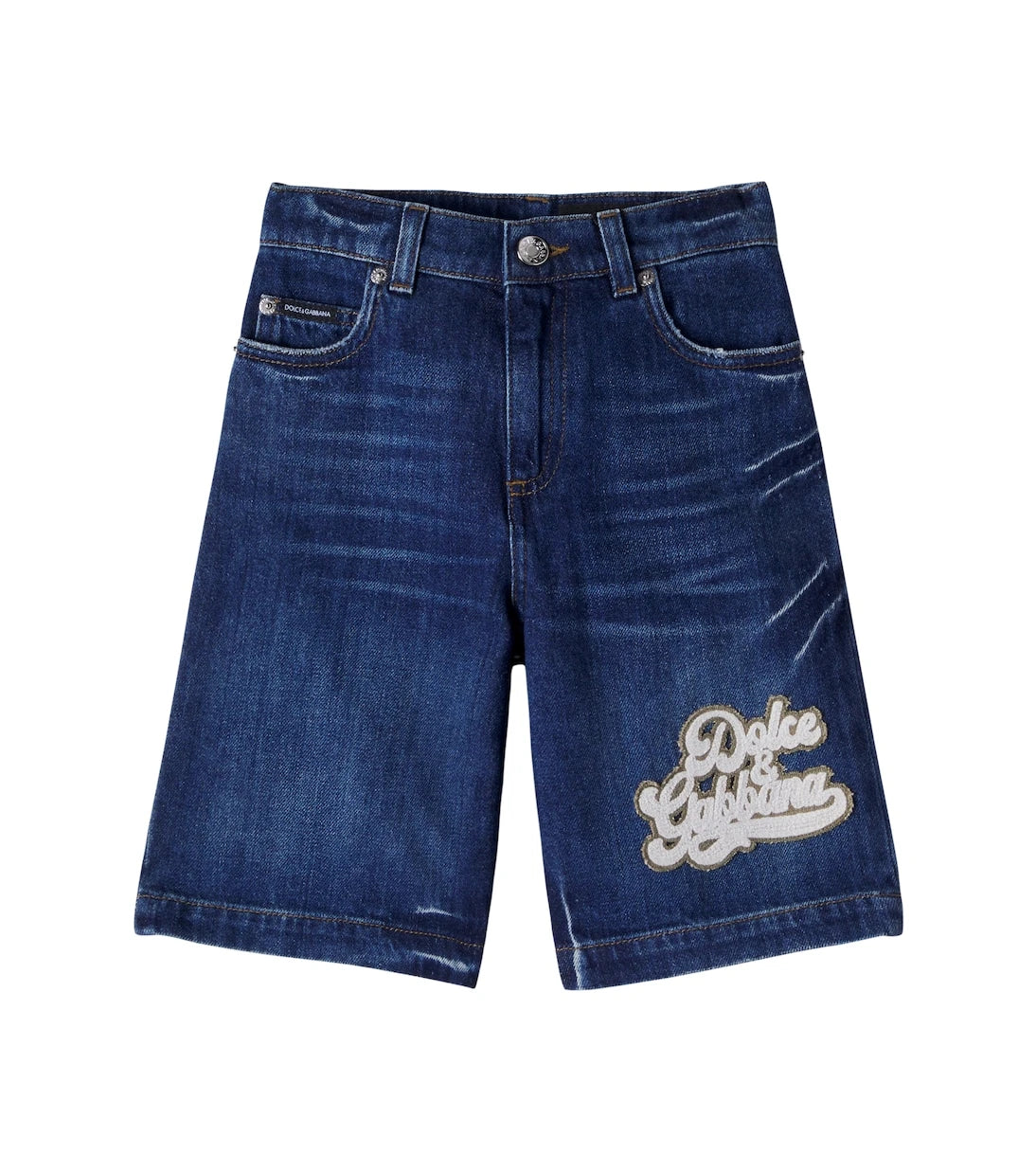 Dolce&Gabbana Kids - Logo appliqué denim shorts
