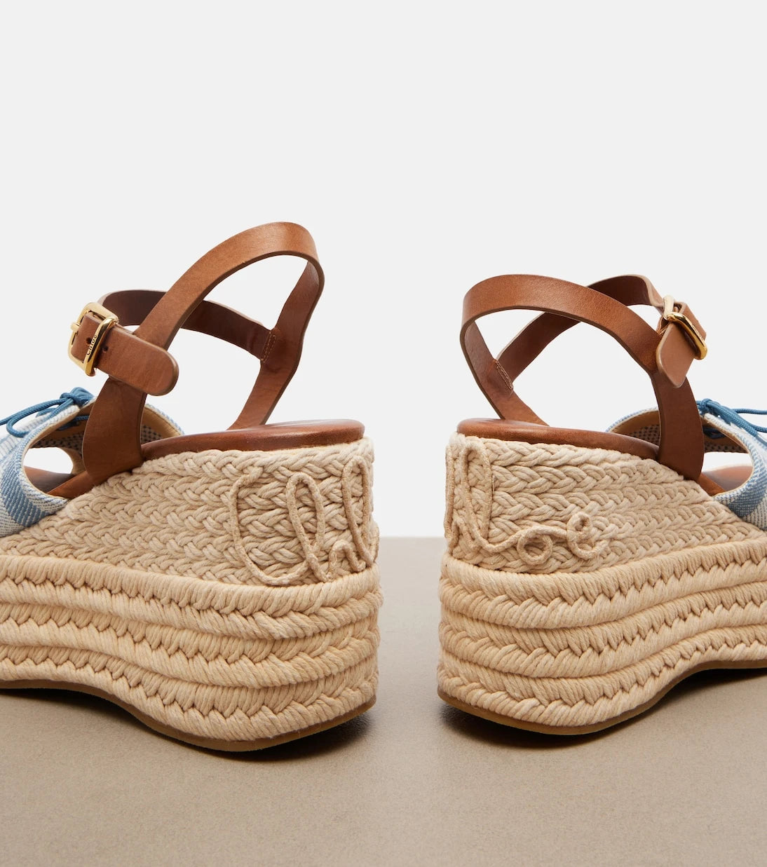 Chloé - Striped canvas espadrille wedge sandals