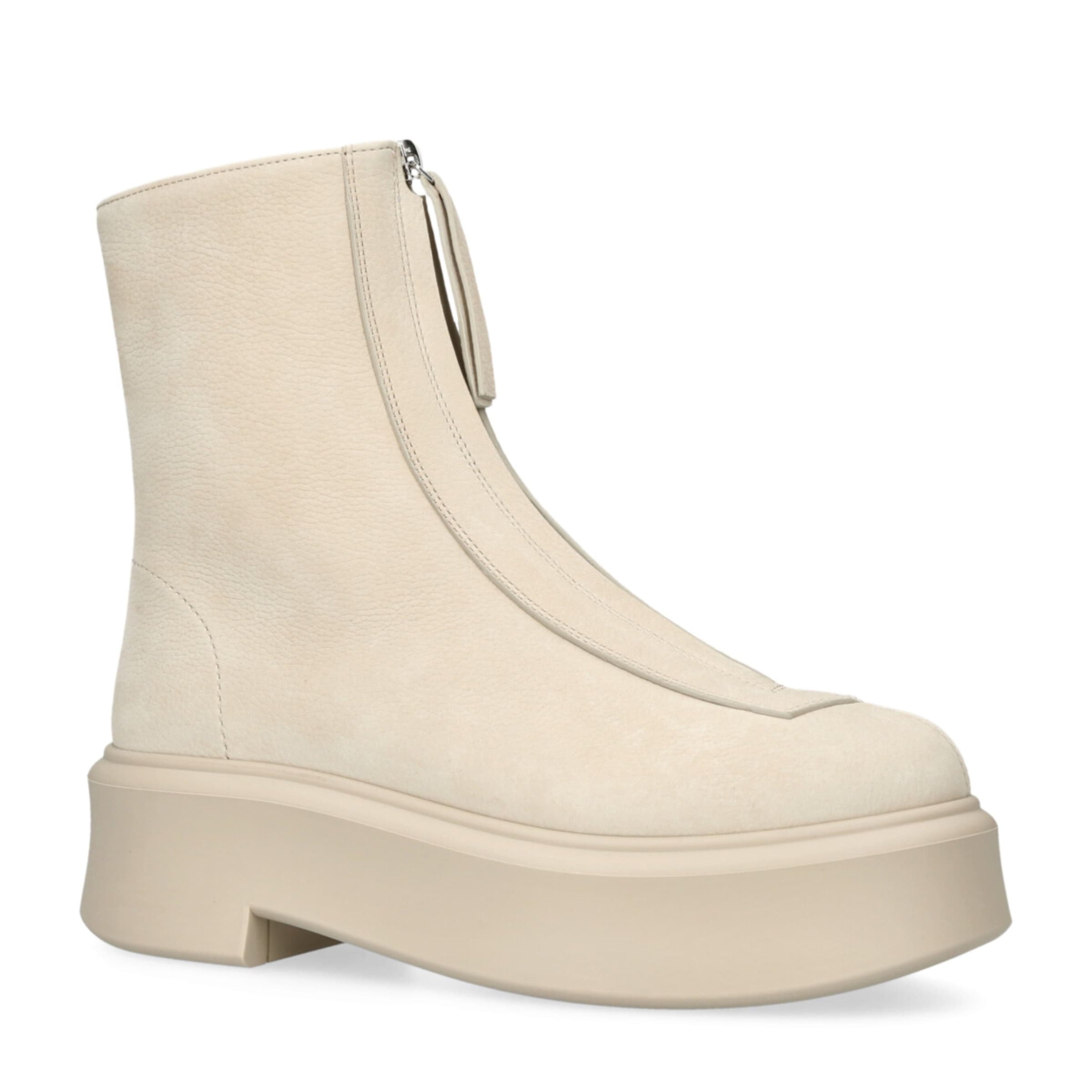 The Row Beige Zipped I Leather Boots