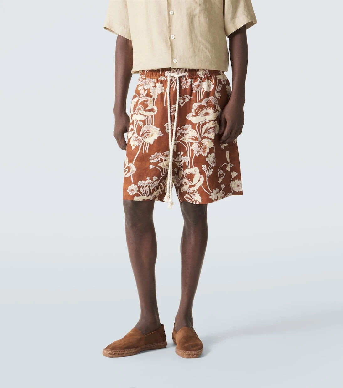 Commas - Floral linen Bermuda shorts