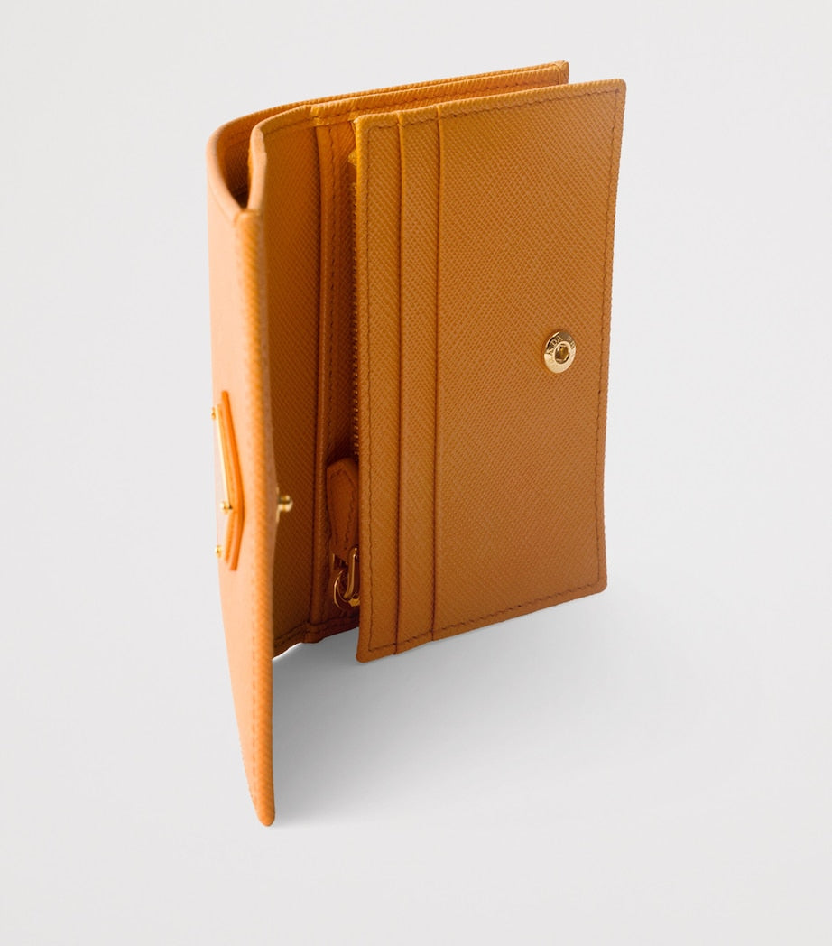 Prada Orange Small Saffiano Leather Bifold Wallet