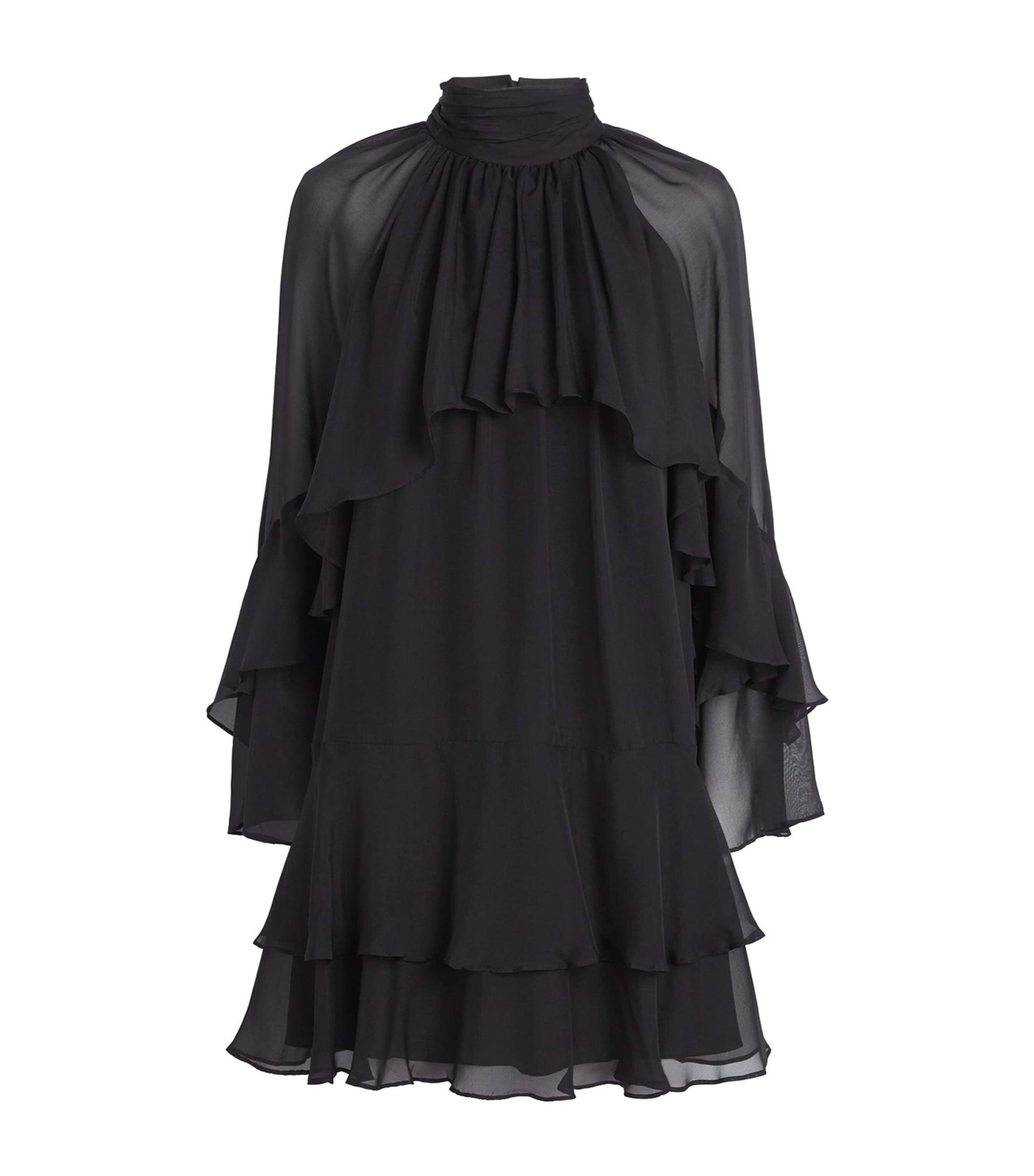 Veronica Beard Black Silk Tiered Adlington Mini Dress