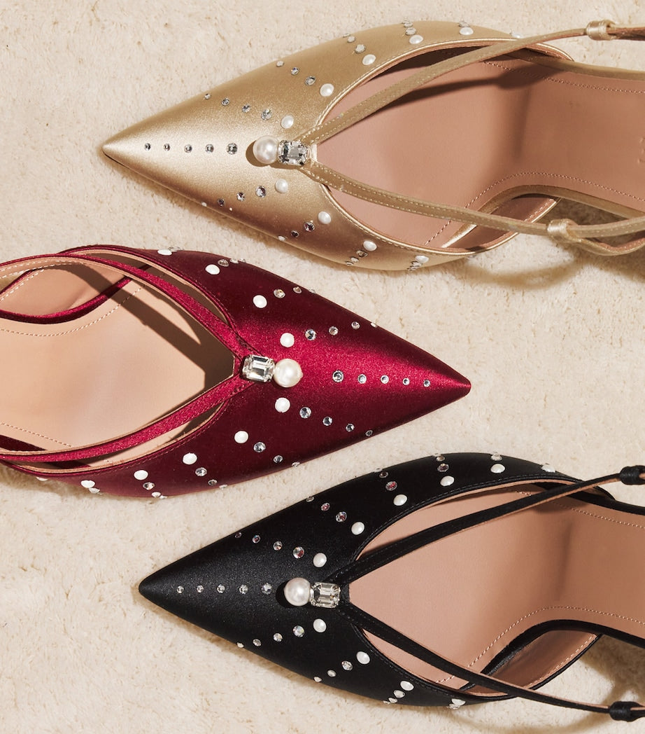 Satin Embellished Marisa Heeled Mules 70