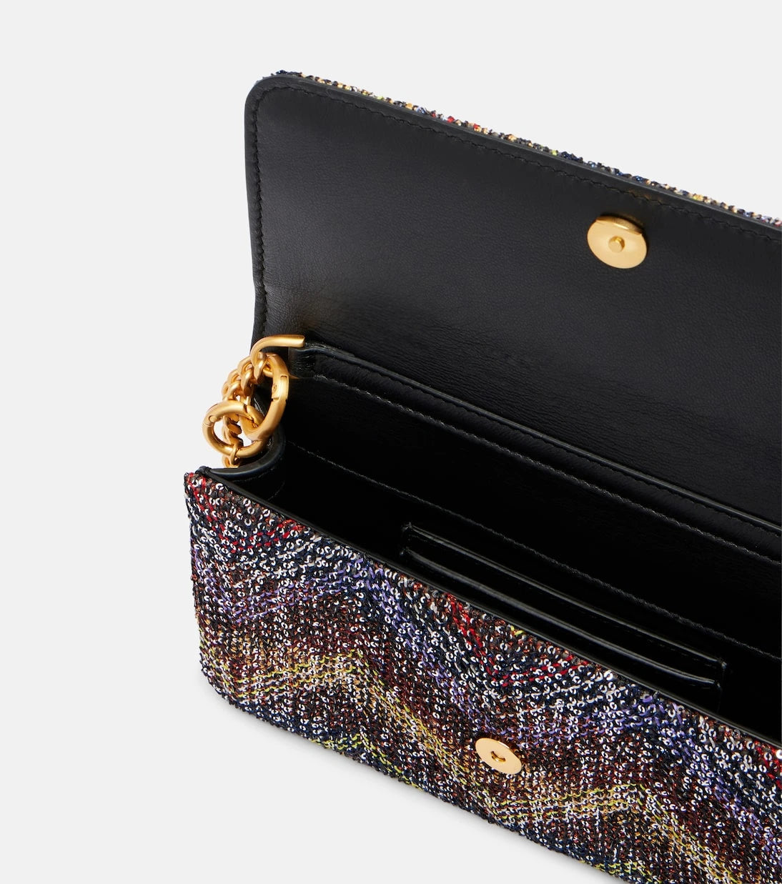 Missoni - Caperdoni Small leather-trimmed sequined crossbody bag