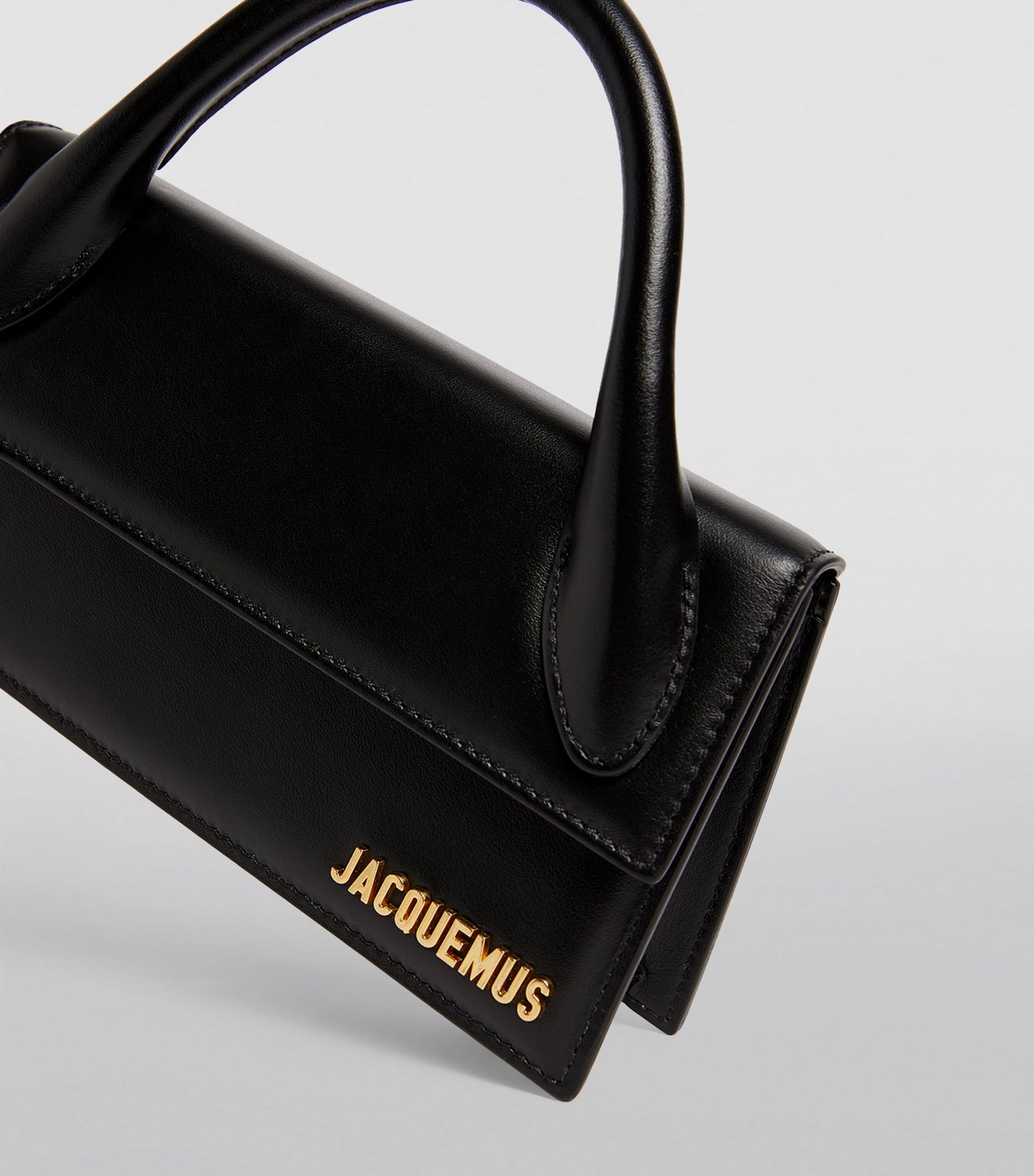 Jacquemus Black Leather Le Chiquito Long Top-Handle Bag
