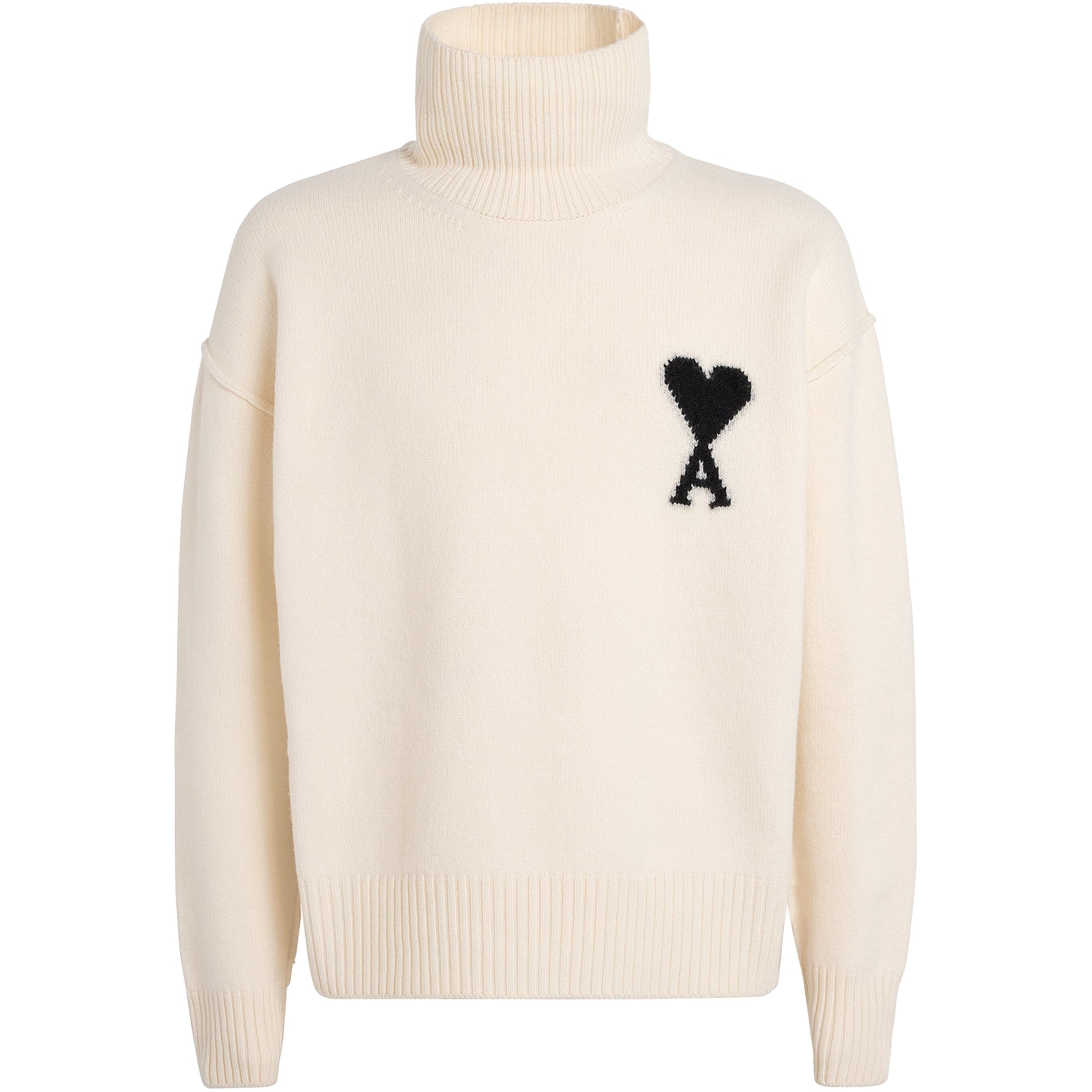 Virgin Wool Ami de Coeur Funnel-Neck Sweater