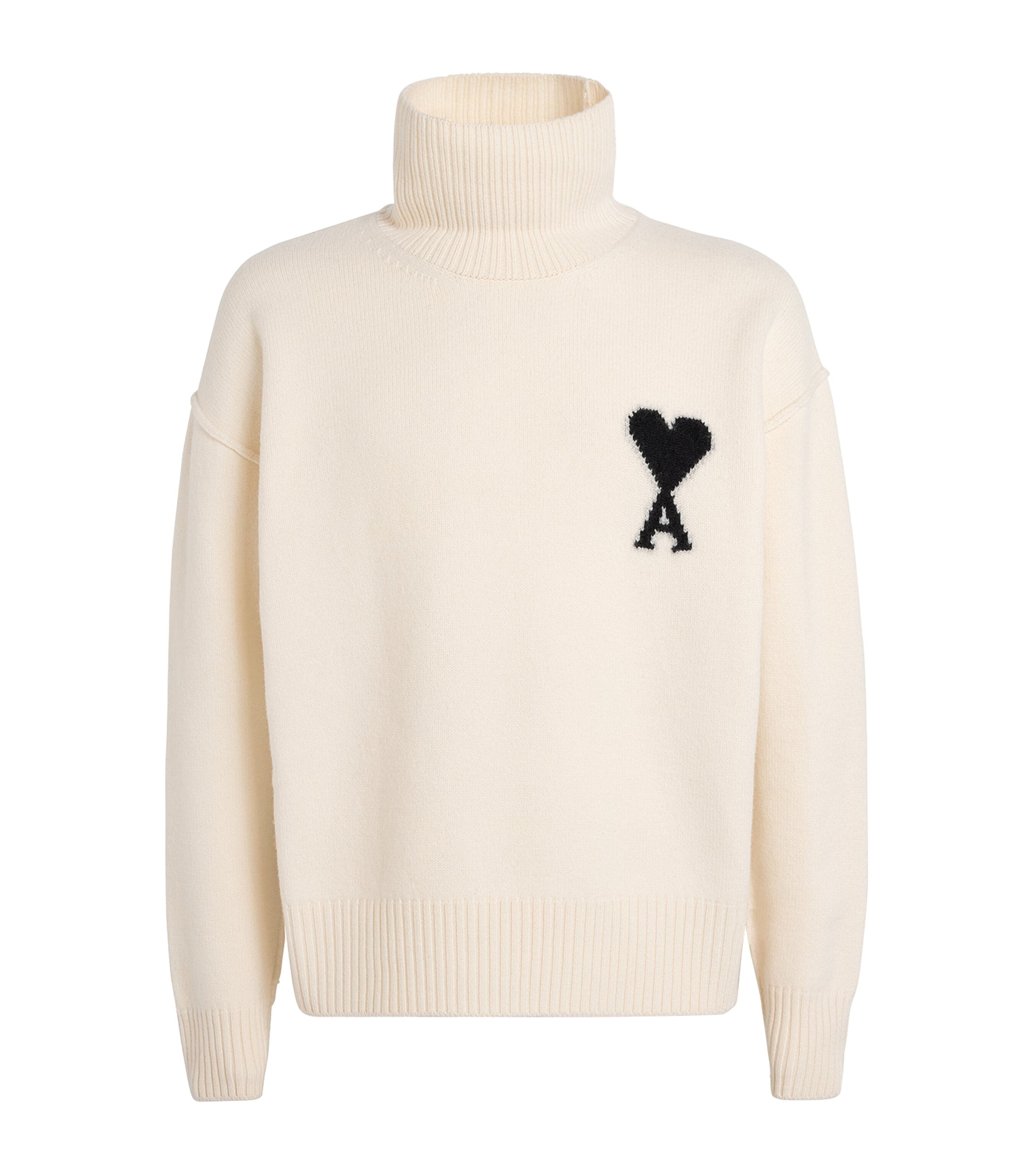 Virgin Wool Ami de Coeur Funnel-Neck Sweater