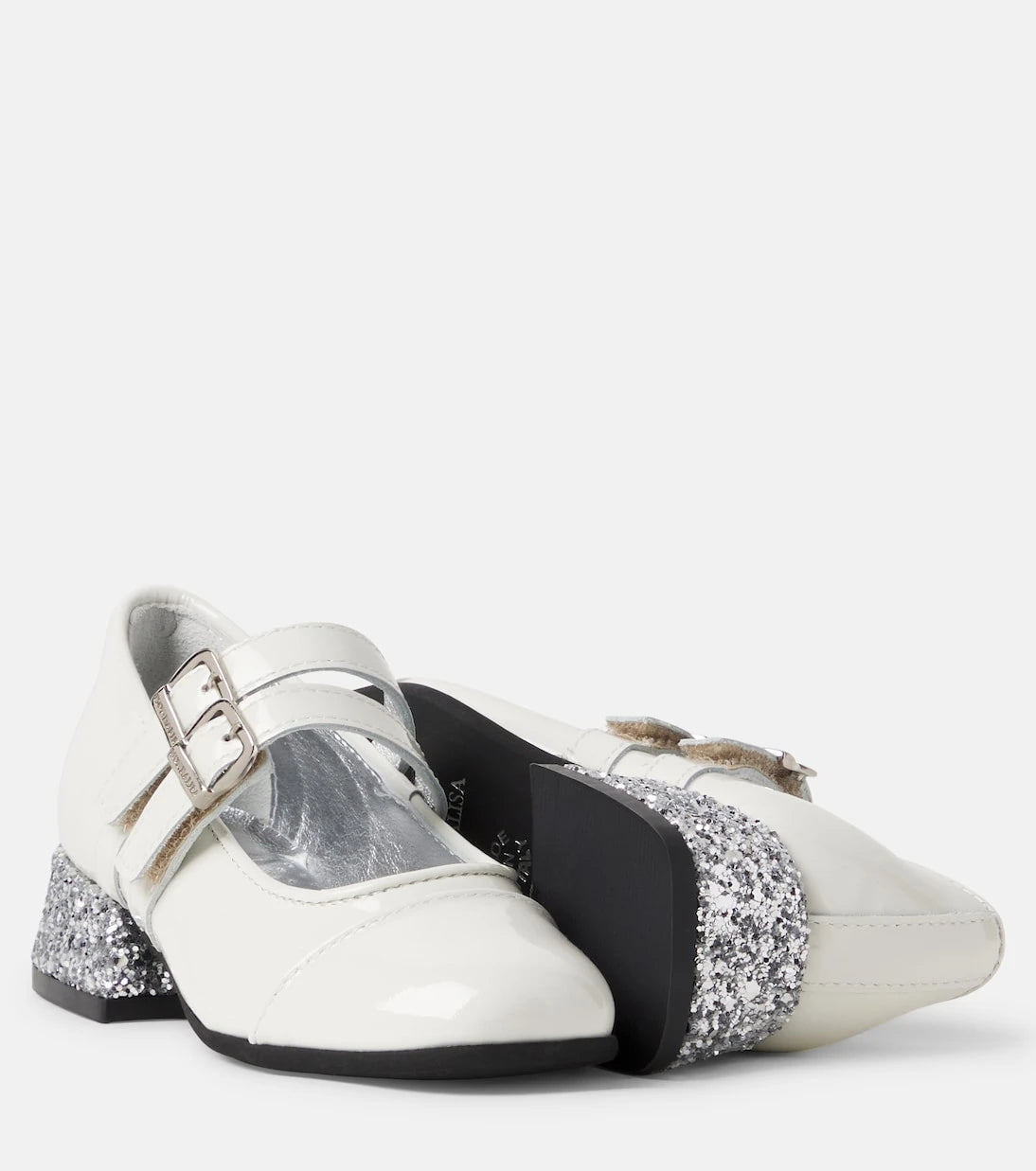 Monnalisa - Glitter patent leather Mary Jane flats