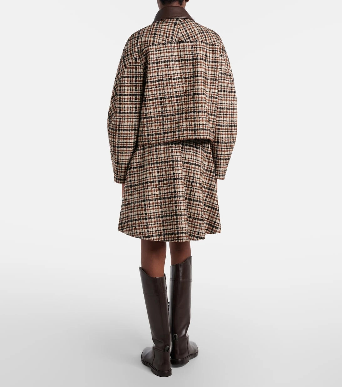 Brunello Cucinelli - Houndstooth wool and alpaca-blend miniskirt