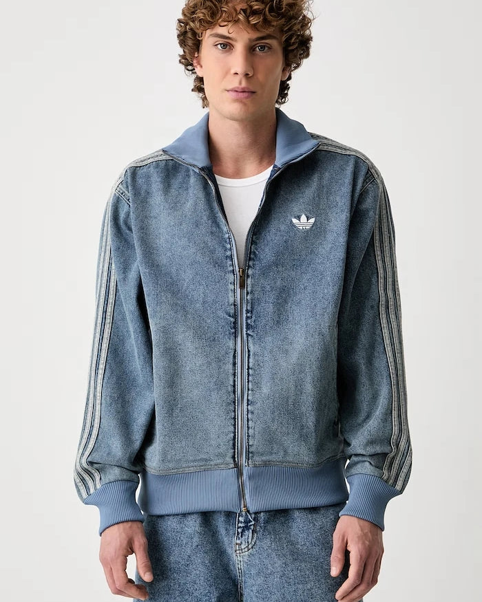 adidas Originals erkek fermuarlı denim Firebird Adicolor Denim kapüşonlu üst