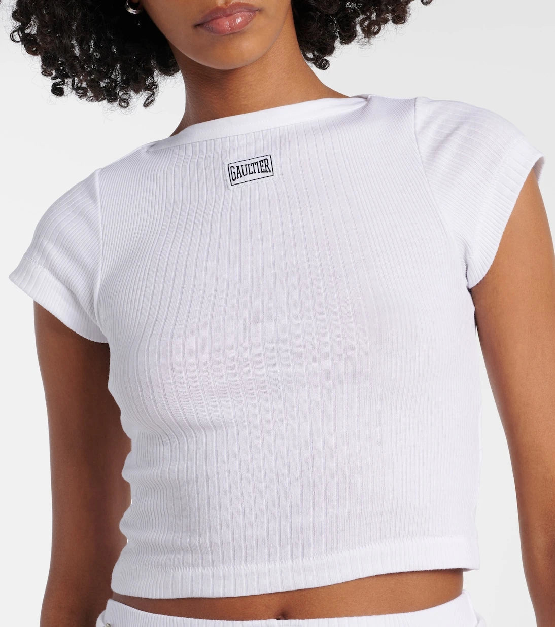Jean Paul Gaultier - Logo cotton jersey crop top
