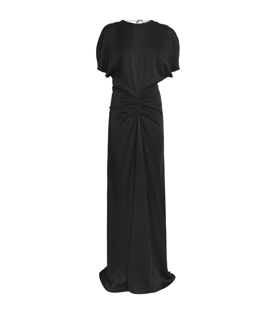 Victoria Beckham Black Gathered-Waist Maxi Dress