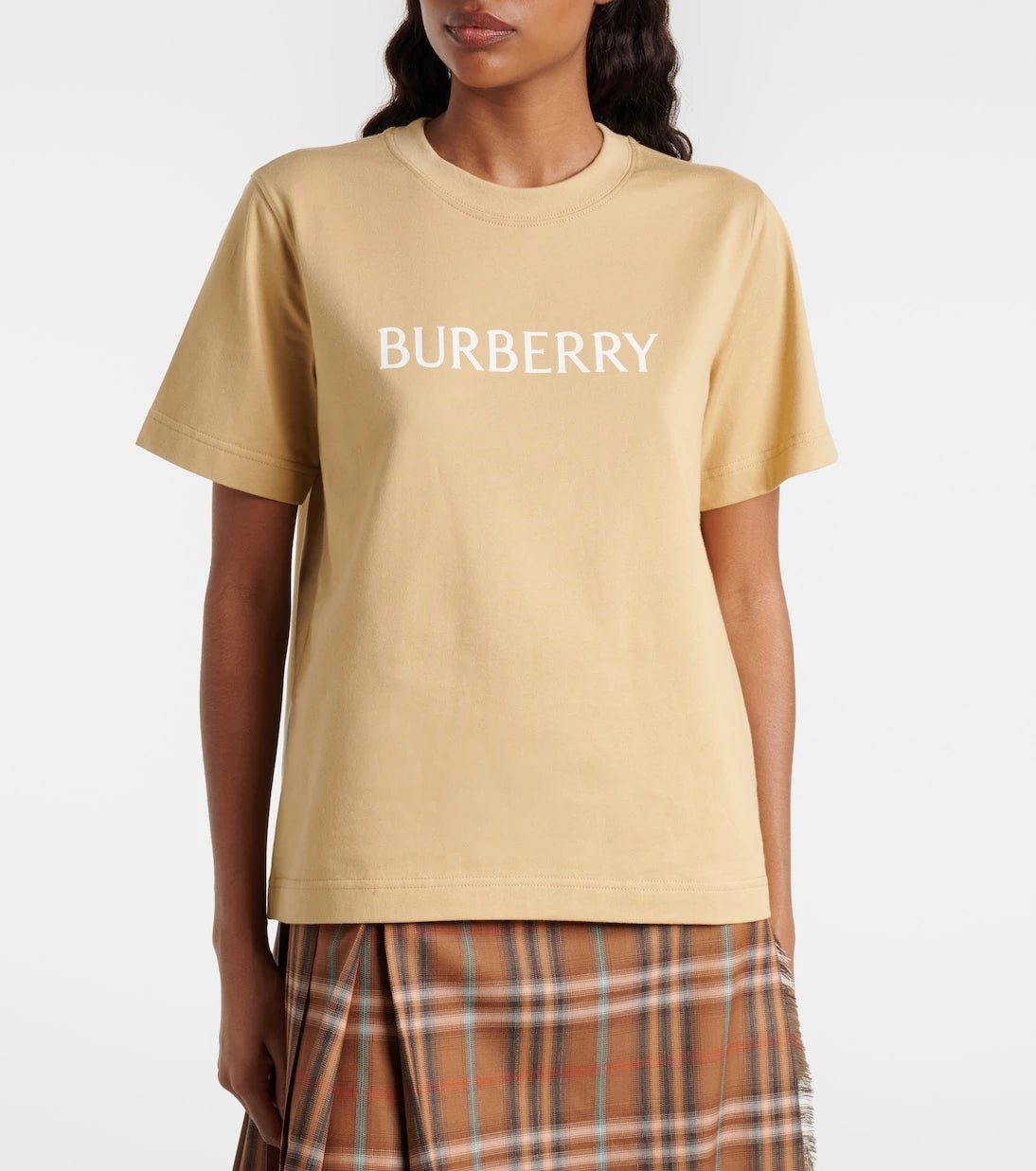 Burberry - تي شيرت من قطن الجيرسيه مزين بالشعار