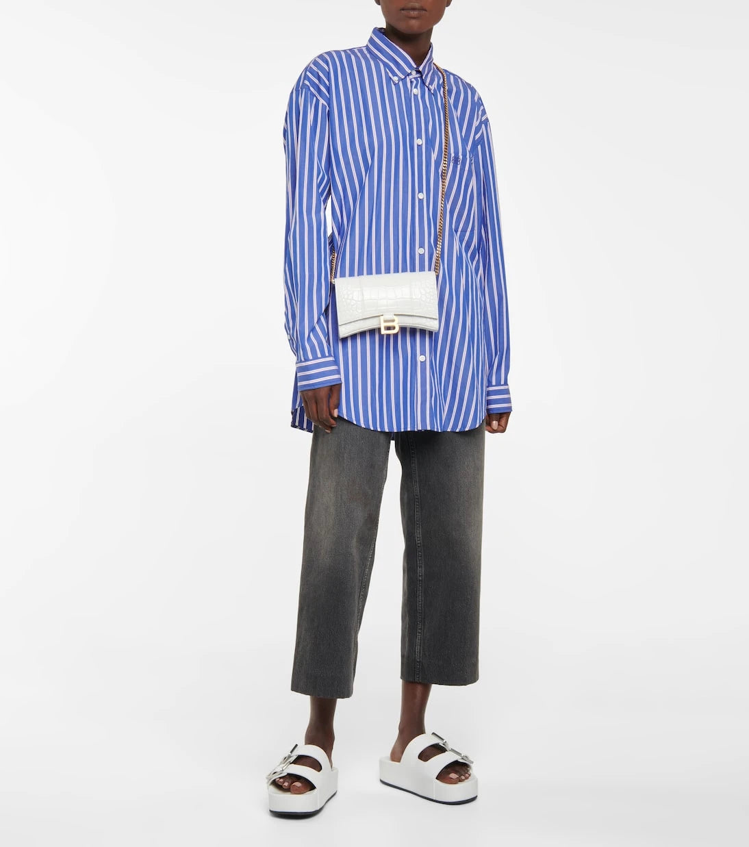 Balenciaga - محفظة جلدية Hourglass بسلسلة