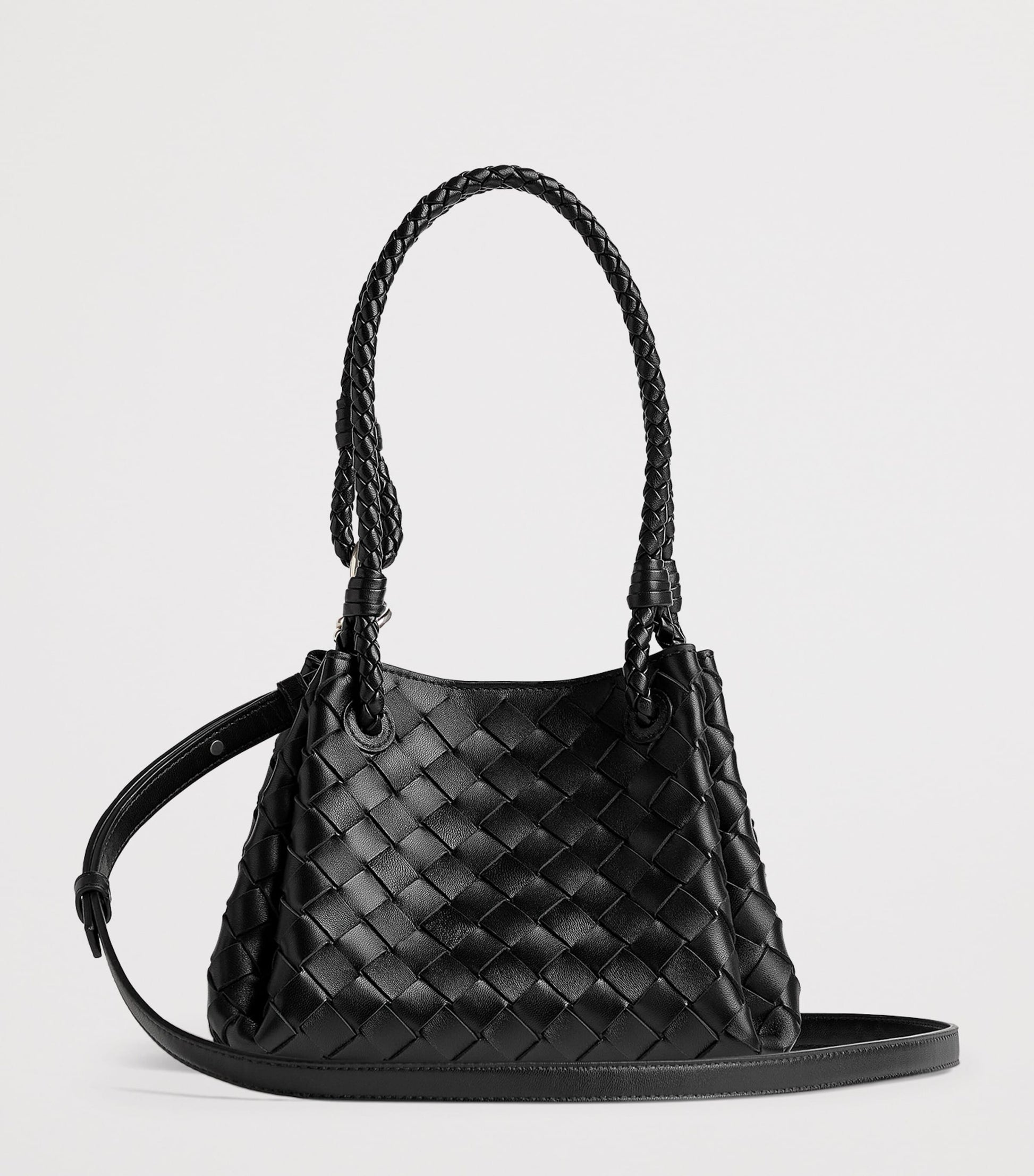 Small Intrecciato Leather Parachute Shoulder Bag