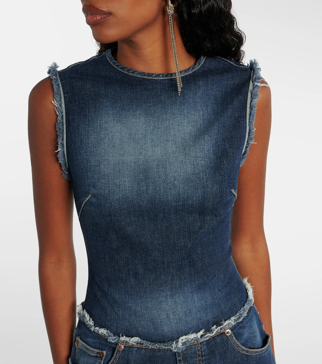 Acne Studios - Duffena distressed denim midi dress