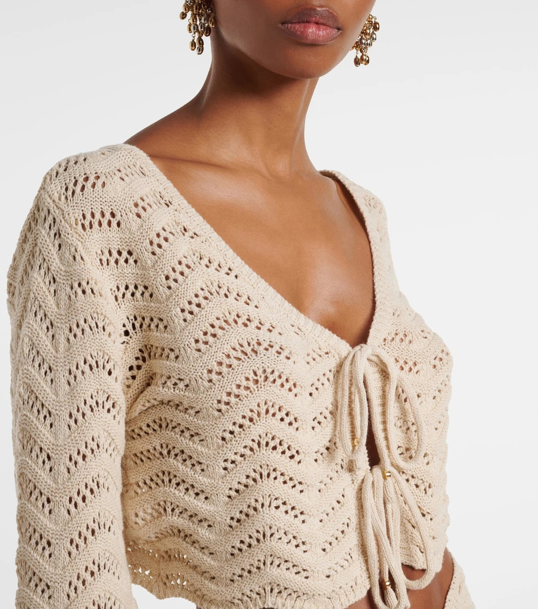 Bananhot - Miana open-knit cotton-blend crop top