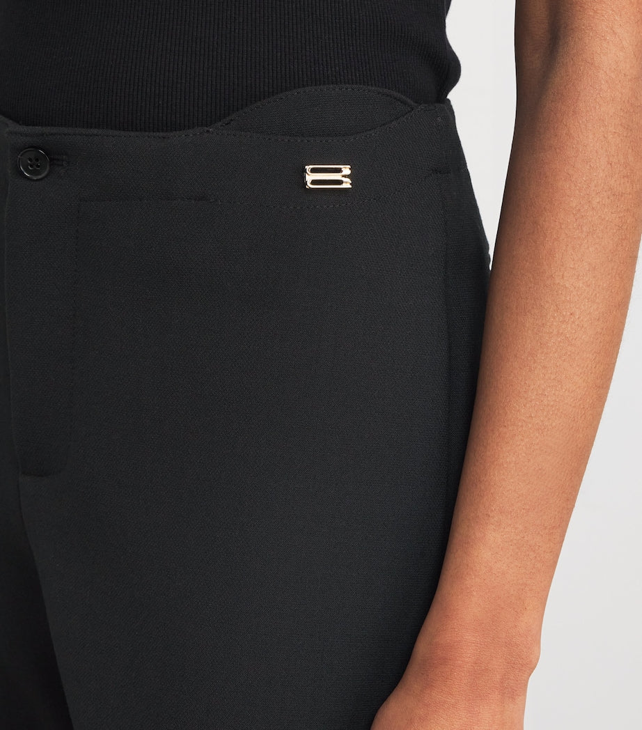 Victoria Beckham Black Tab-Detail Cropped Trousers