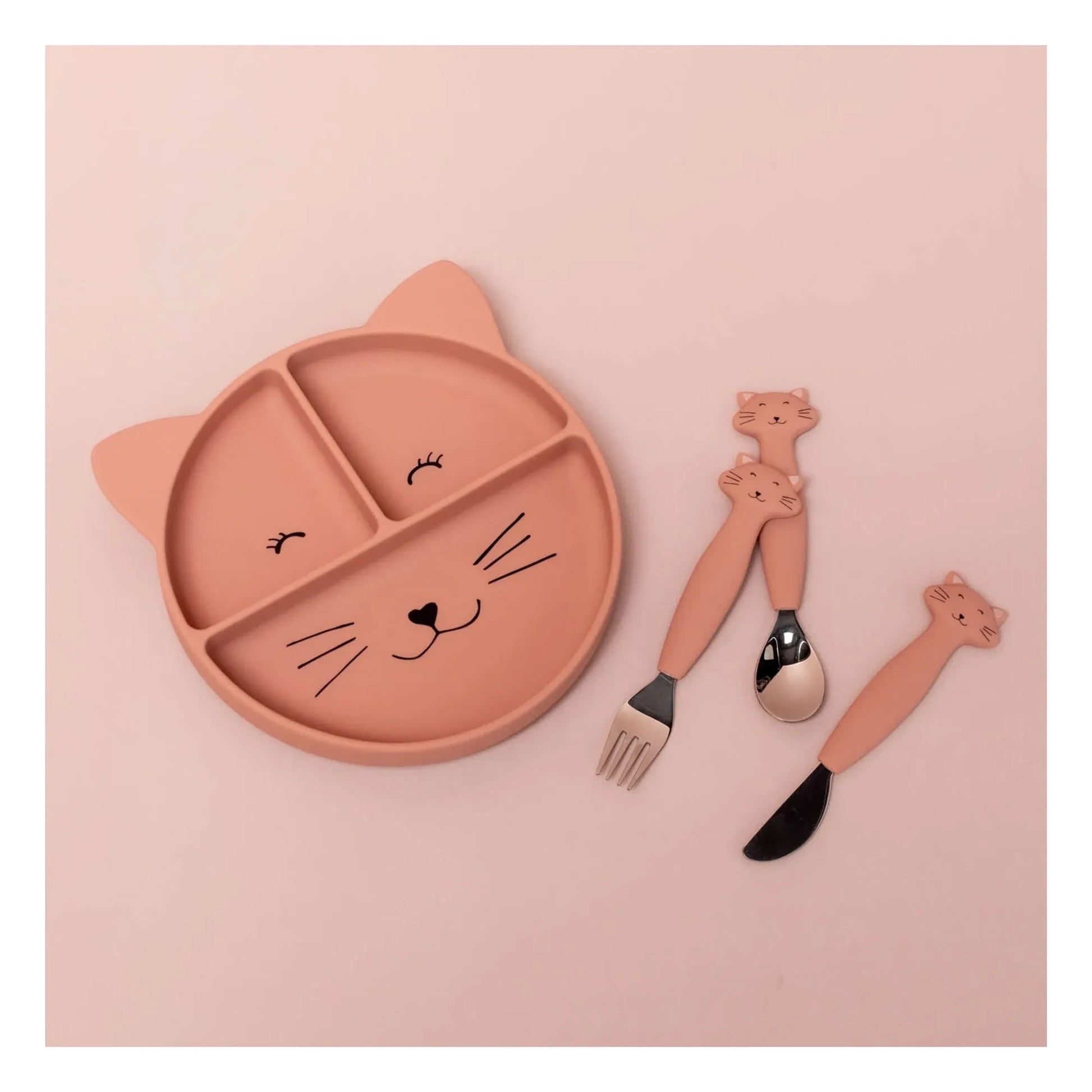 Trixie - Mrs. Cat Compartmentalized Suction Cup Plate | Pink