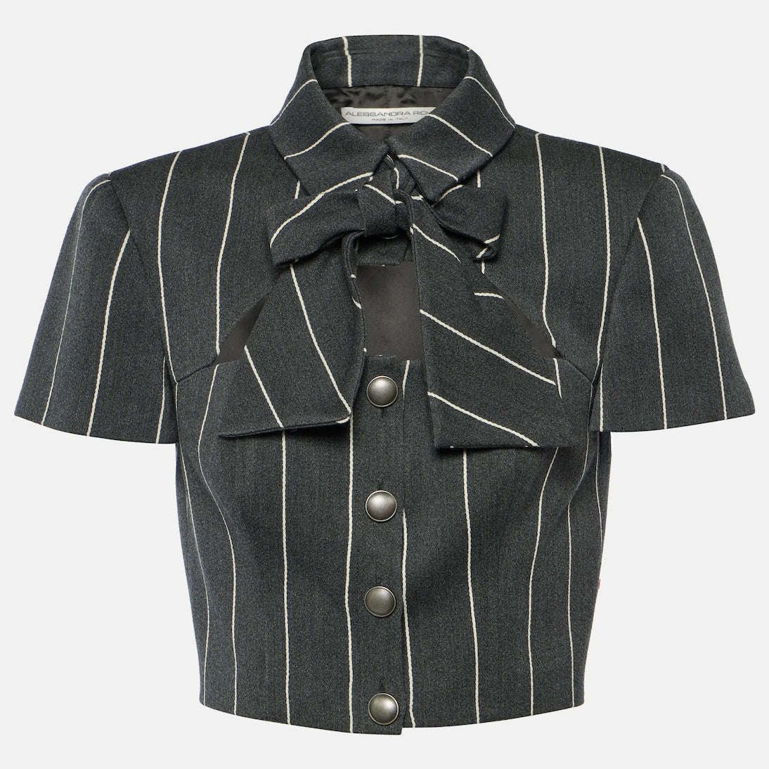 Alessandra Rich - Pinstripe cropped wool-blend jacket