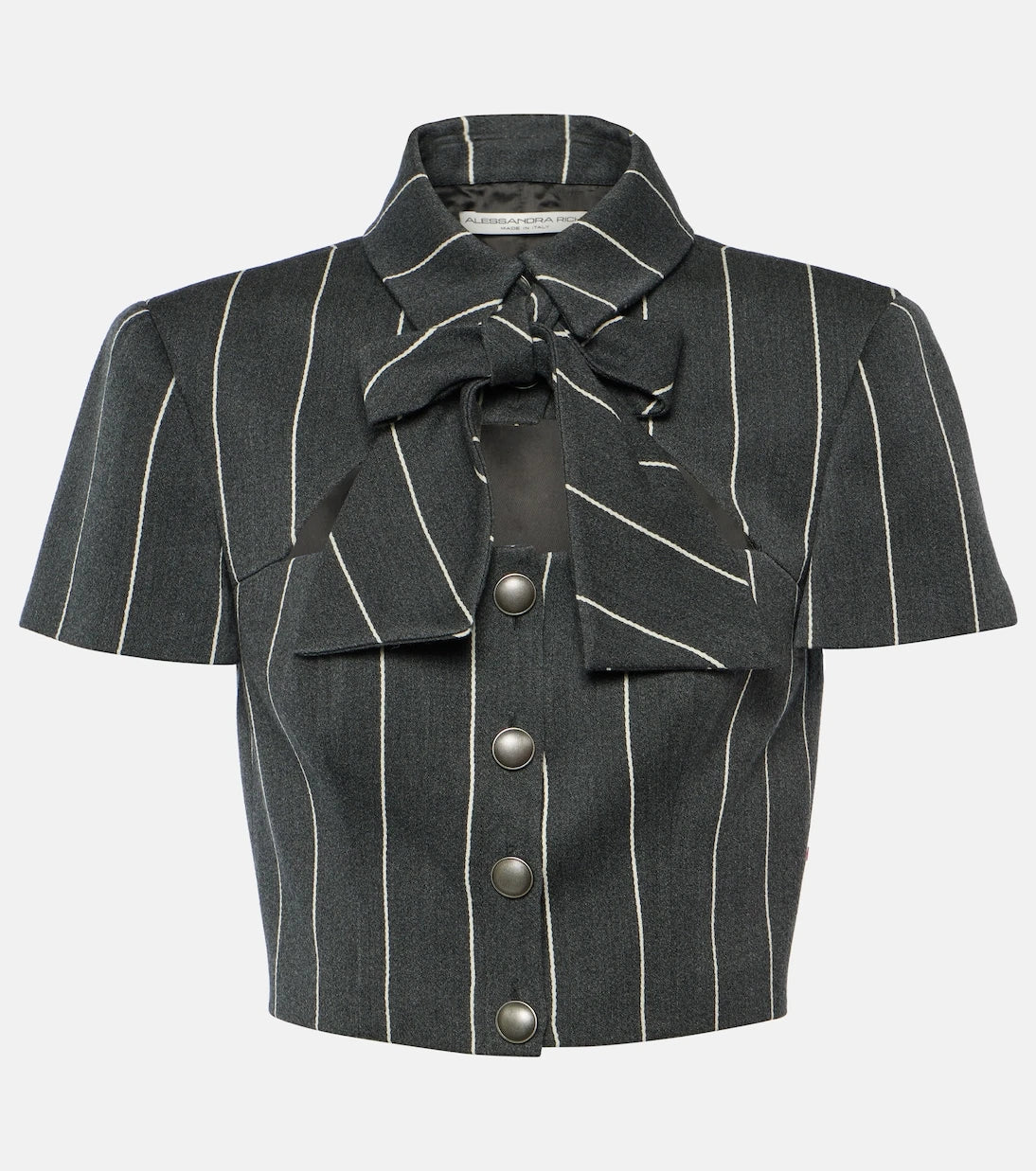 Alessandra Rich - Pinstripe cropped wool-blend jacket