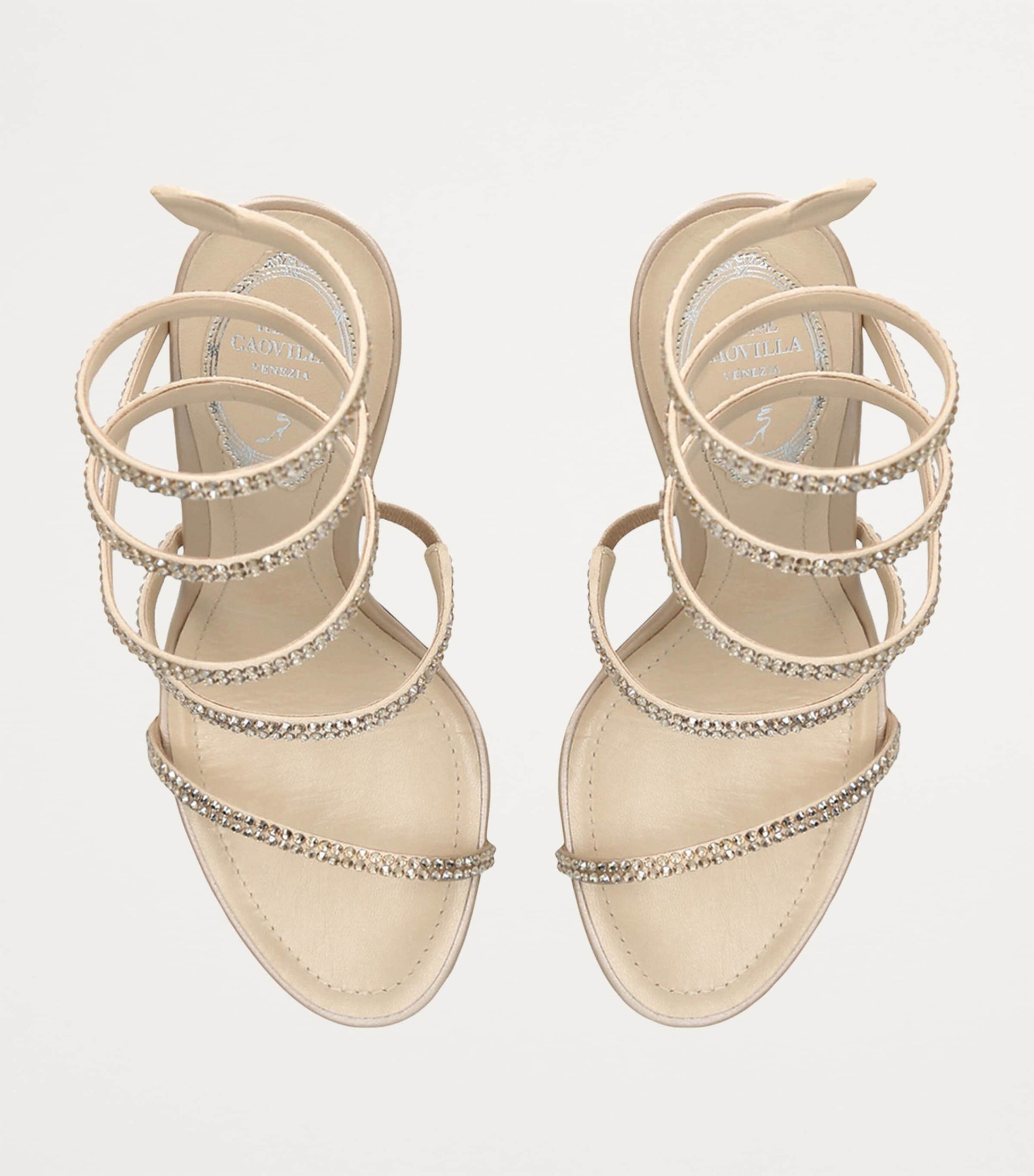 René Caovilla Gold Embellished Cleo II Heeled Sandals 105