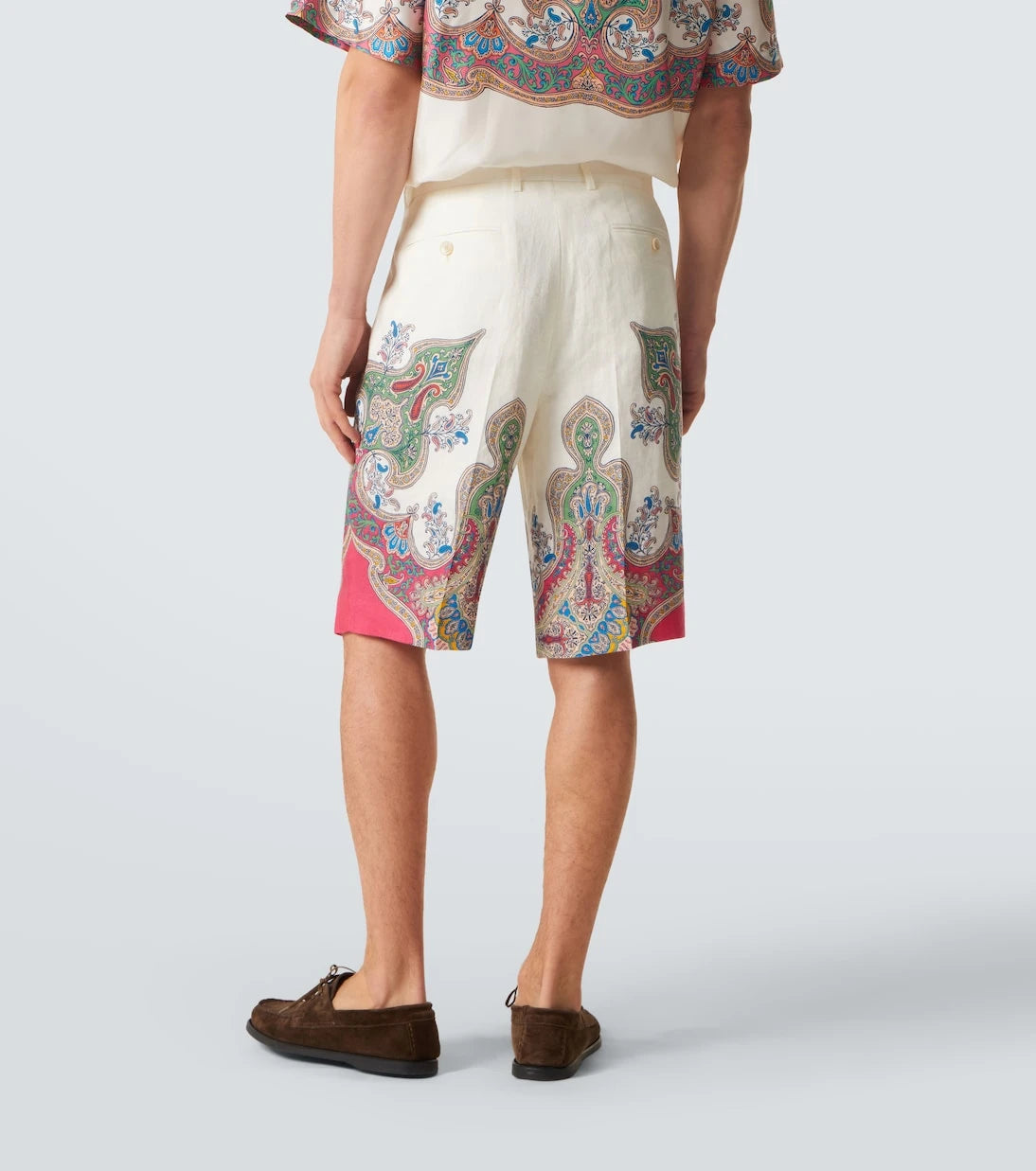 Etro - Paisley linen Bermuda shorts