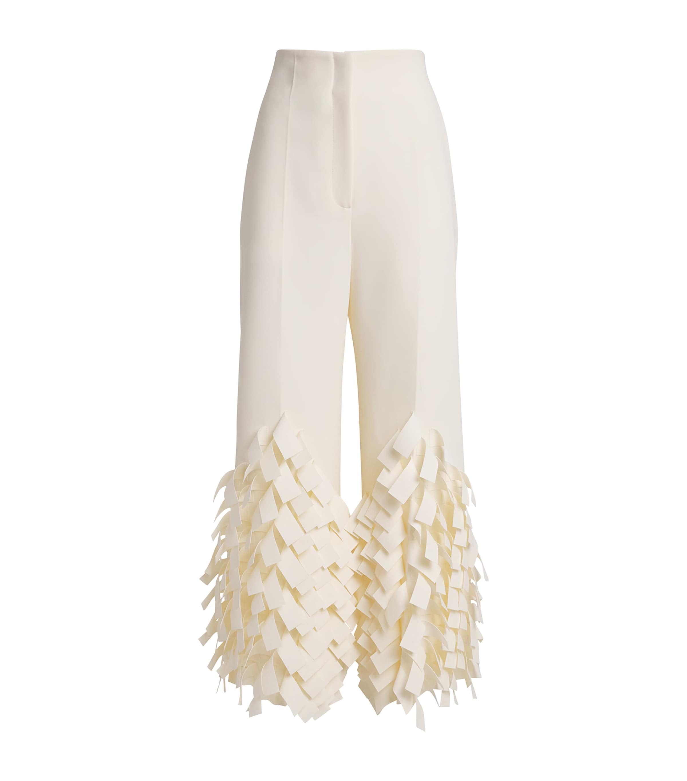 Fringe Wide-Leg Trousers IVORY