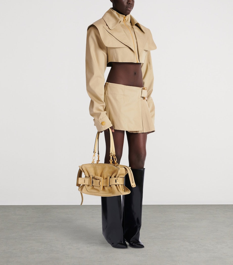 Balmain Small Suede Anthem Shoulder Bag