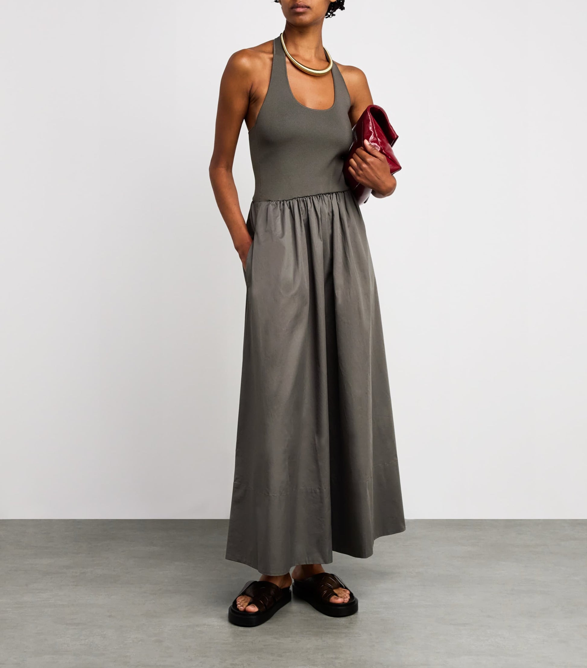 St. Agni Green Halterneck Maxi Dress