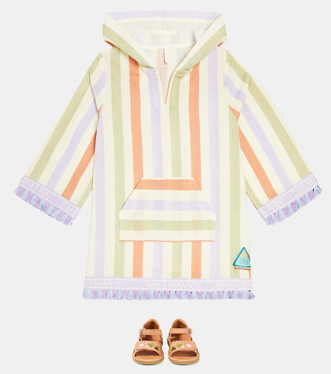 Zimmermann Kids - August striped cotton beach cover-up