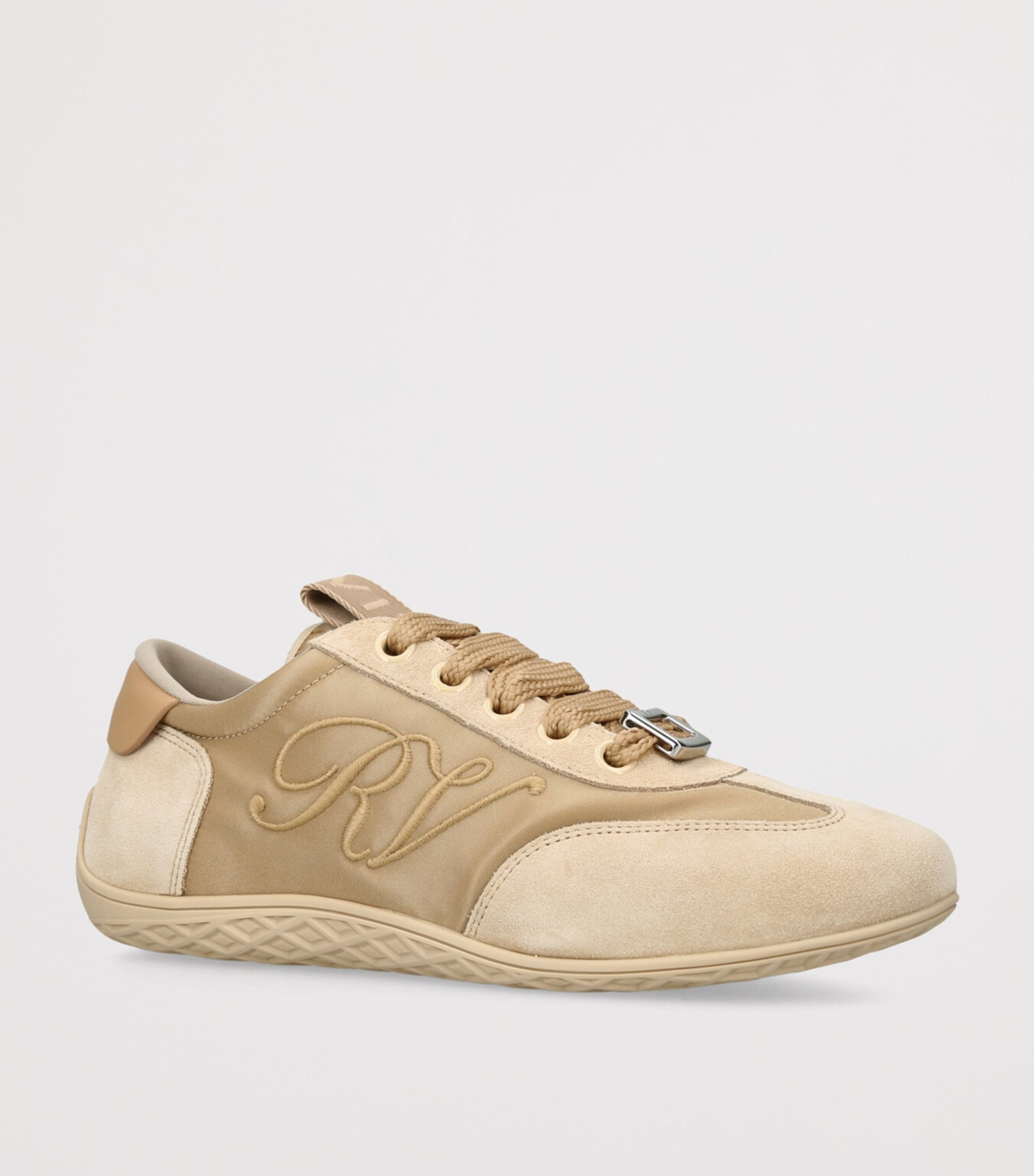 Suede-Satin Viv Low-Top Sneakers TAN