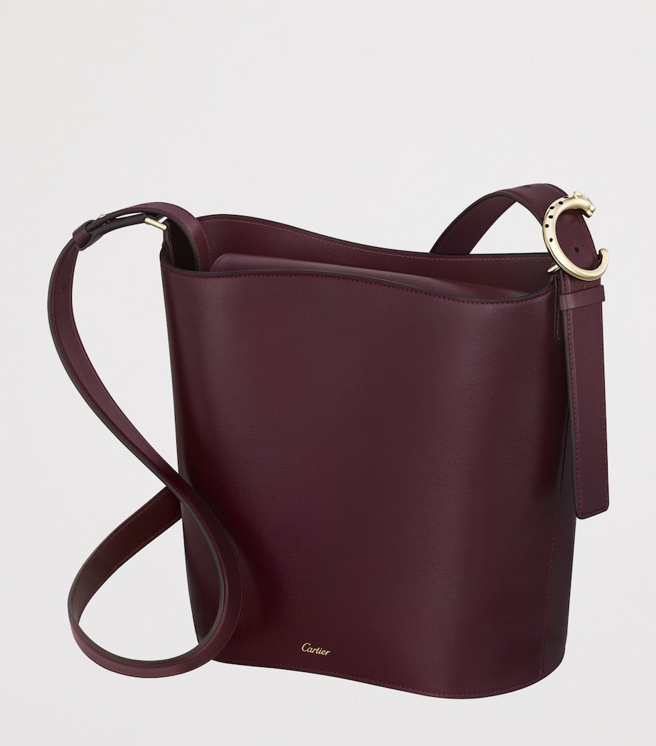 Cartier Burgundy Small Leather Panthère C de Cartier Bucket Bag