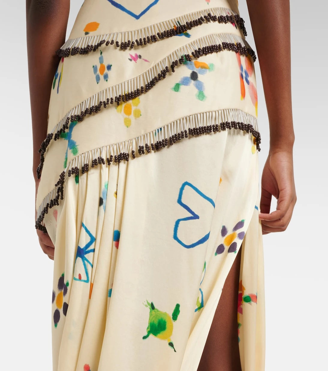 Alémais - Sidi embellished linen-blend midi skirt