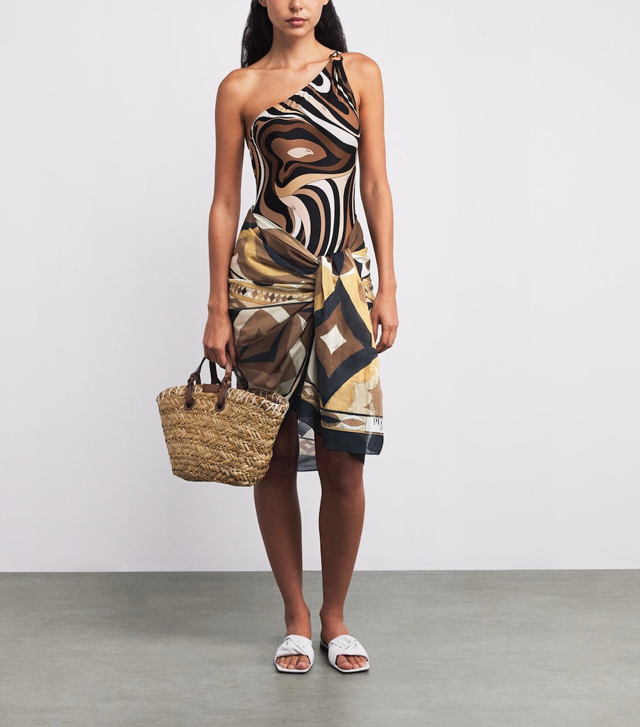 Brown Cotton Collane Print Sarong