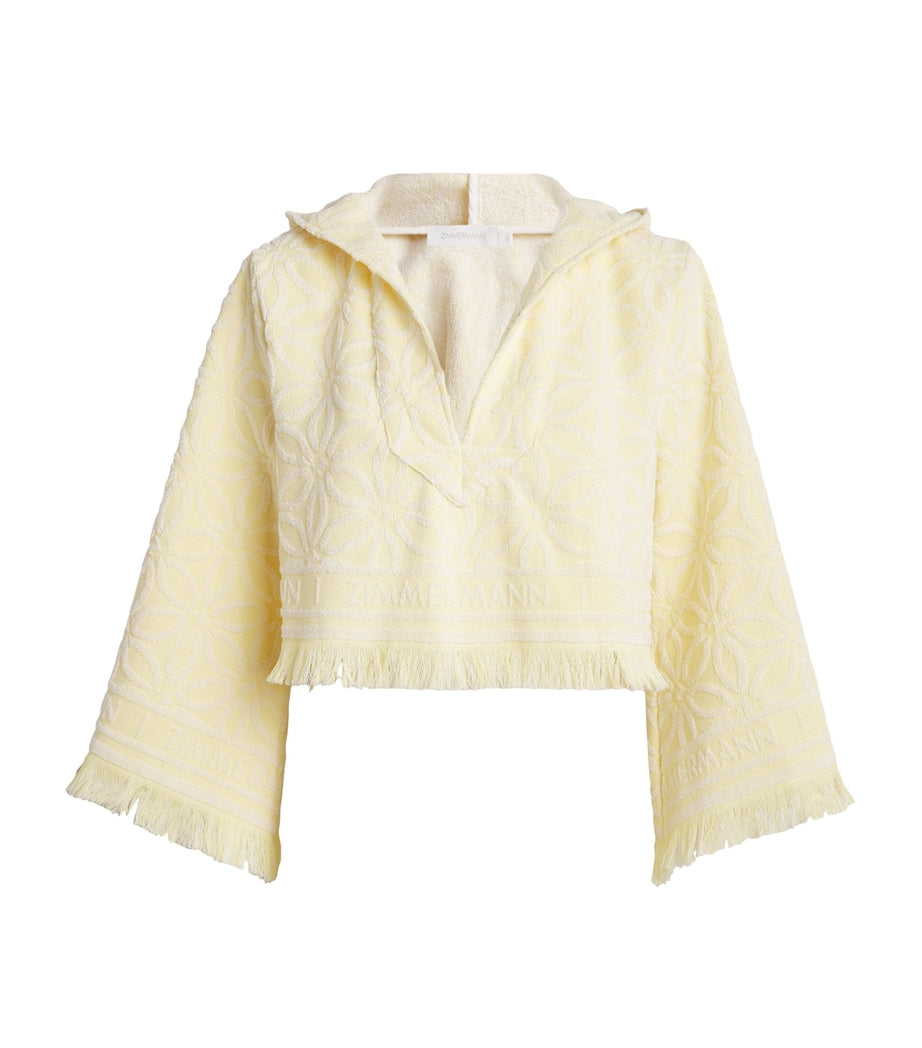 Yellow Cotton Towelling Coco Cropped Hoodie