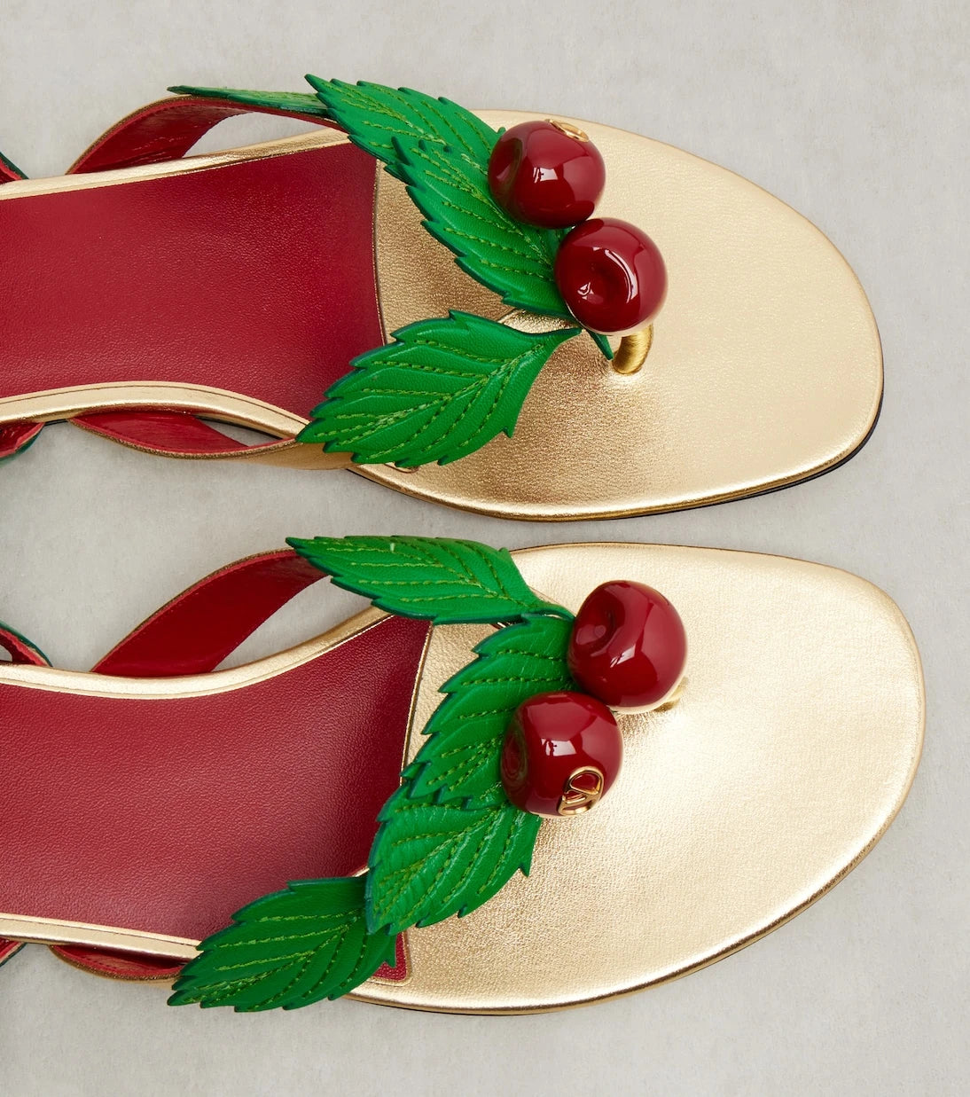 Valentino Garavani - Cherryfic metallic leather thong sandals