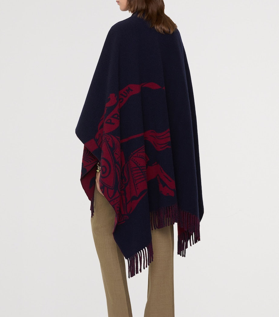Burberry Red Wool-Cashmere EKD Reversible Cape