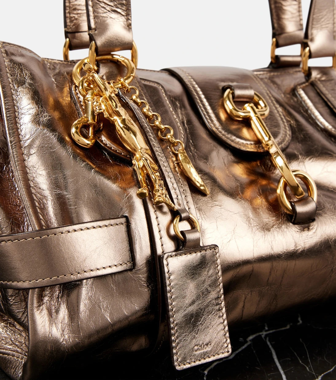 Chloé - Kerala 25 Large metallic leather tote bag