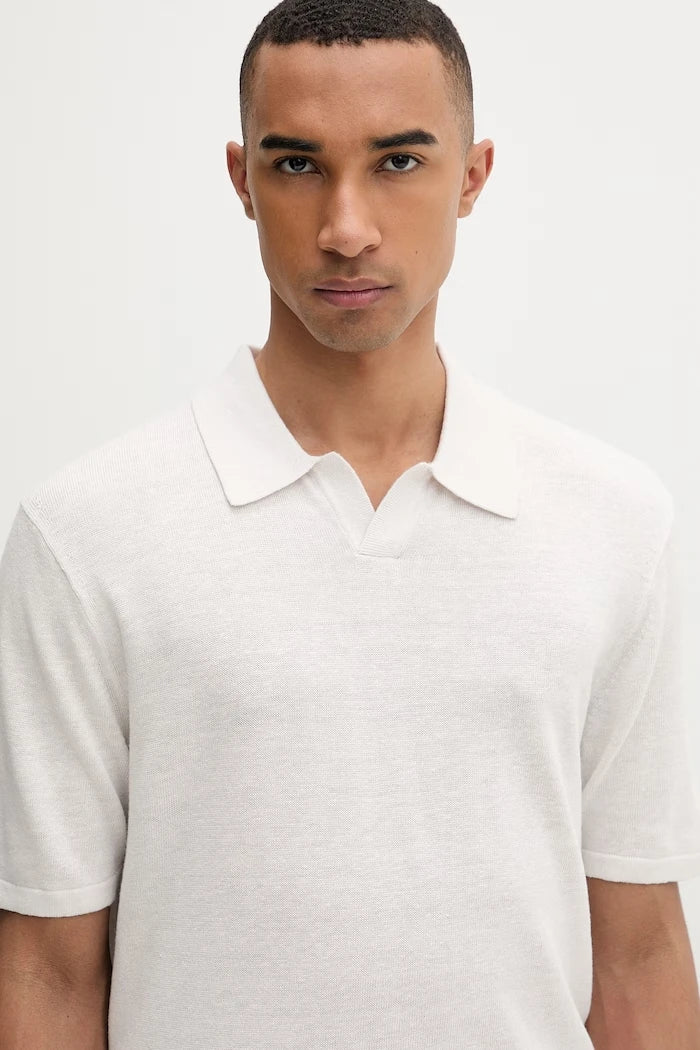 Calvin Klein erkek polo yaka kazak tipi tişört, keten karışımlı