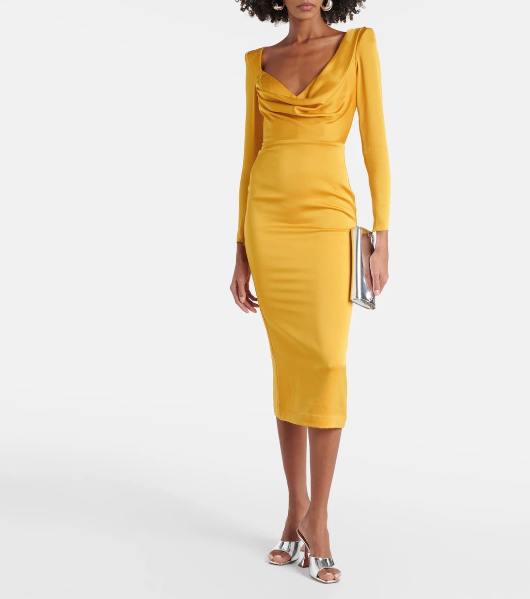 Alex Perry - Draped satin crêpe midi dress