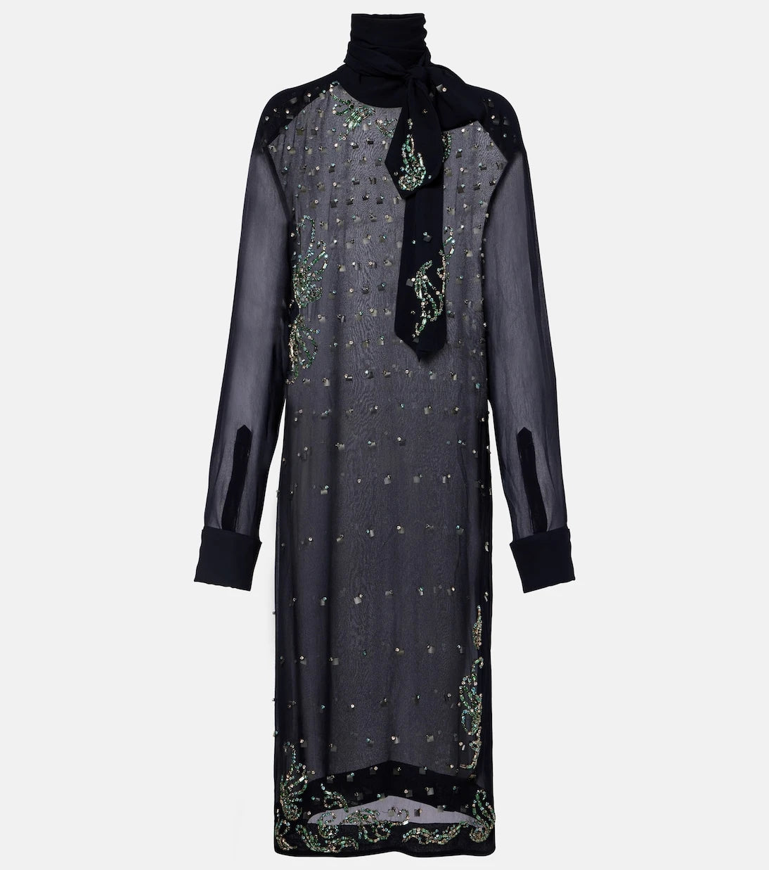 Dries Van Noten - Embellished sheer midi dress