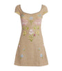 Clio Peppiatt Beige Embellished Marie Mini Dress