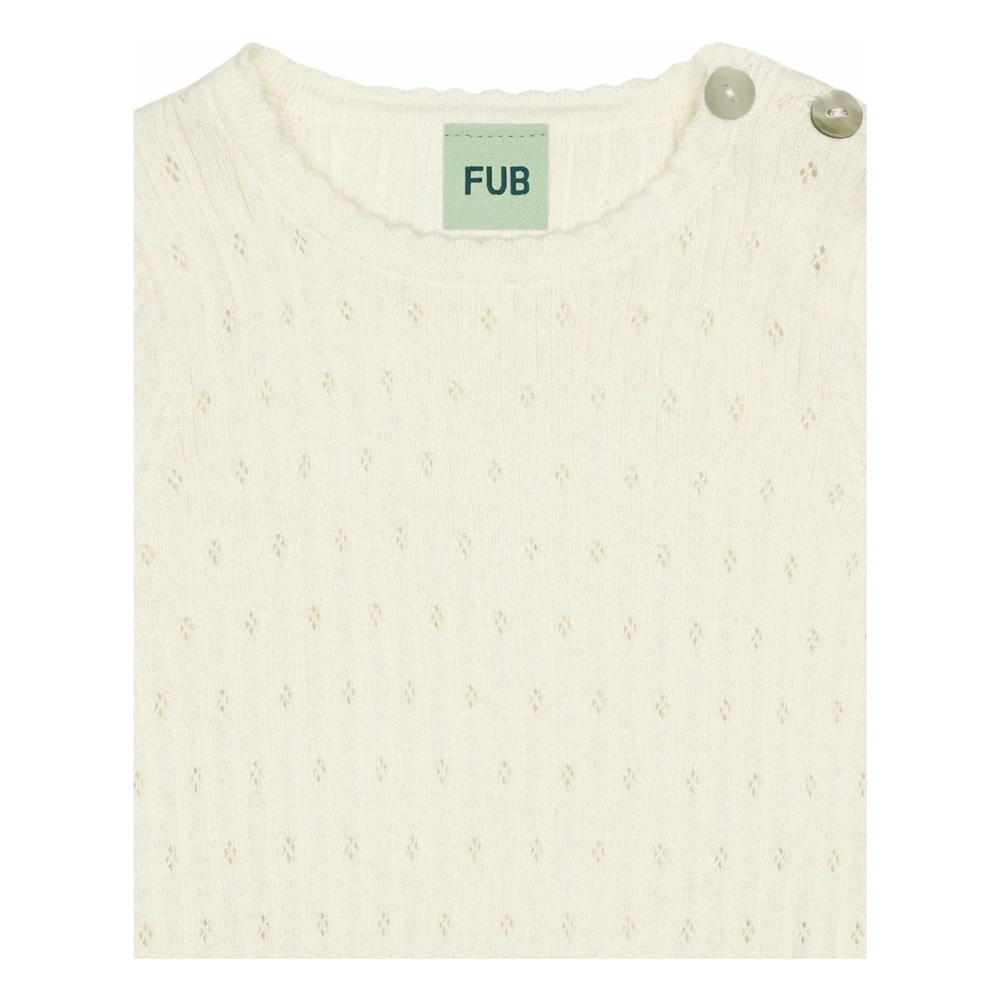 FUB - Pointelle Fine Knit Organic Cotton Bodysuit | Ecru